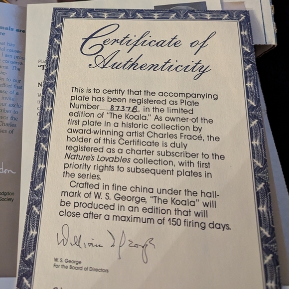 Koala art plate Charles Frace'*collectible plate*The Koala plate #8737B - Picture 5 of 5